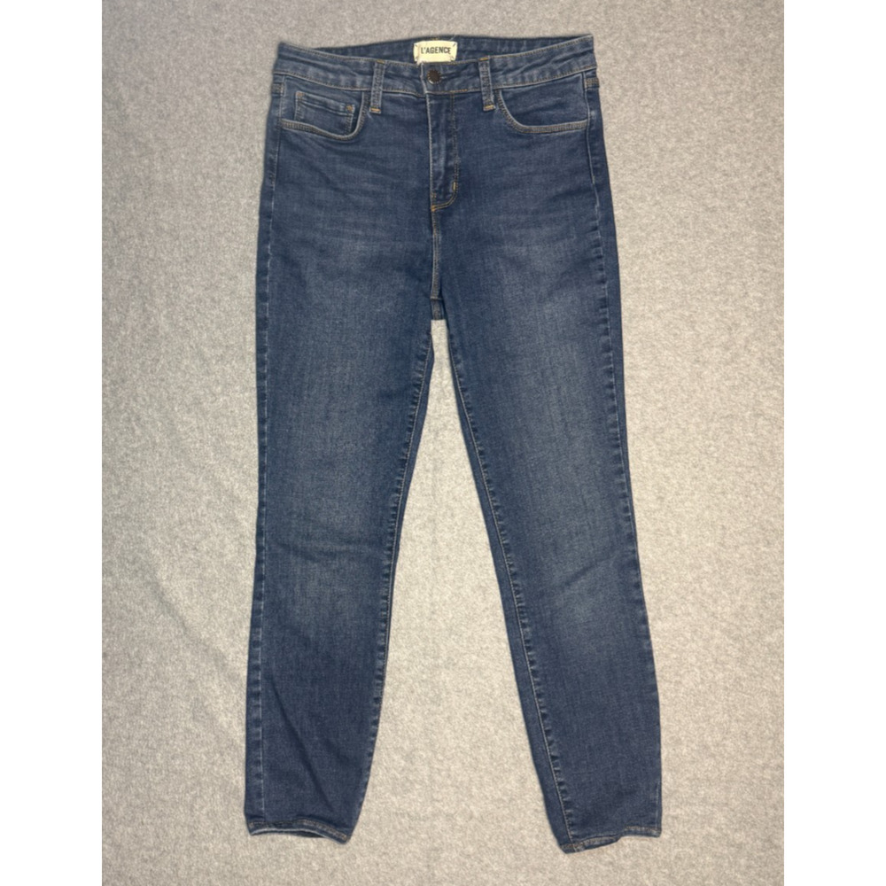 L'AGENCE Margot High Rise Skinny Crop Womens Jeans 27 Dark Vintage Stretch Denim